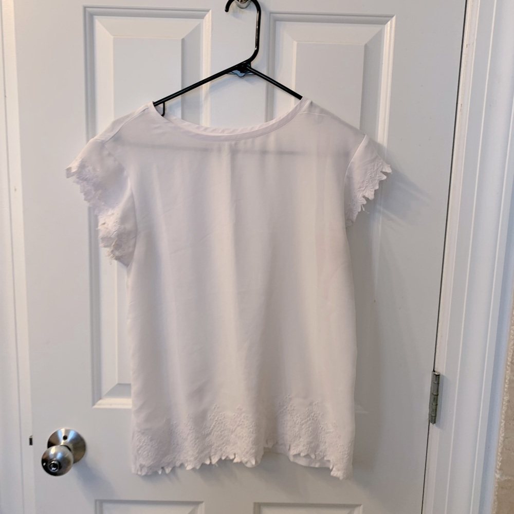 Size Small Loft White Lace Detail T-shirt